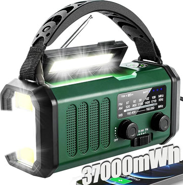 Hand Crank Emergency Radio, Solar Powered NOAA Weather Radio with Flashlight, Phone Charger & SOS Alarm